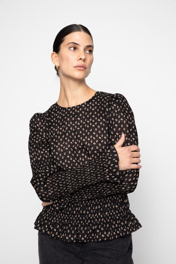 Elsa Top Taupe Flower Print | Topper | Smuk - Dameklær på nett