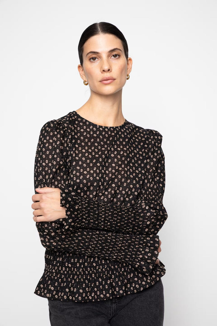 Elsa Top Taupe Flower Print | Topper | Smuk - Dameklær på nett