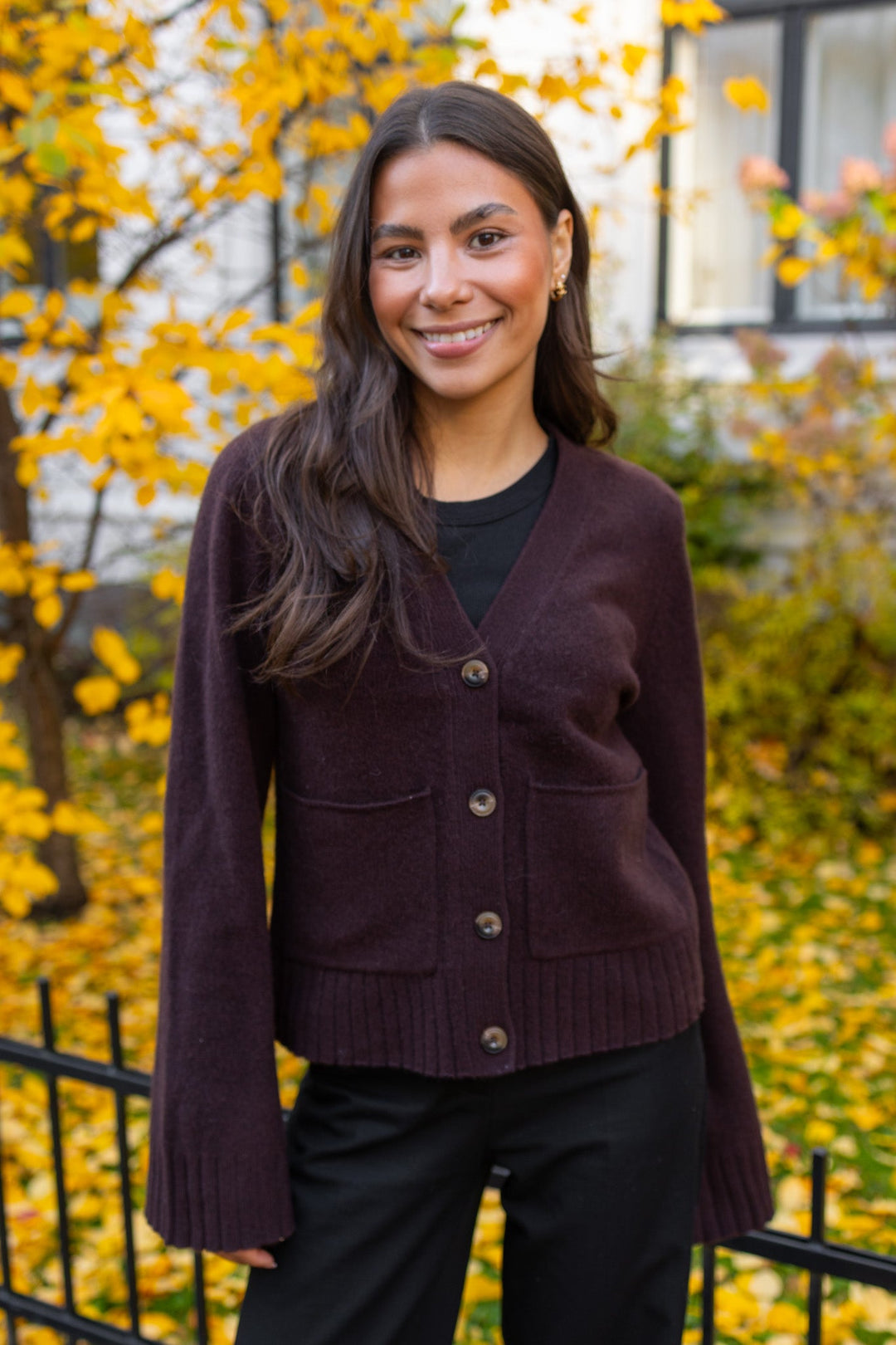 Emila Ls Wool Knit Cardigan Coffee Bean Melange | Genser | Smuk