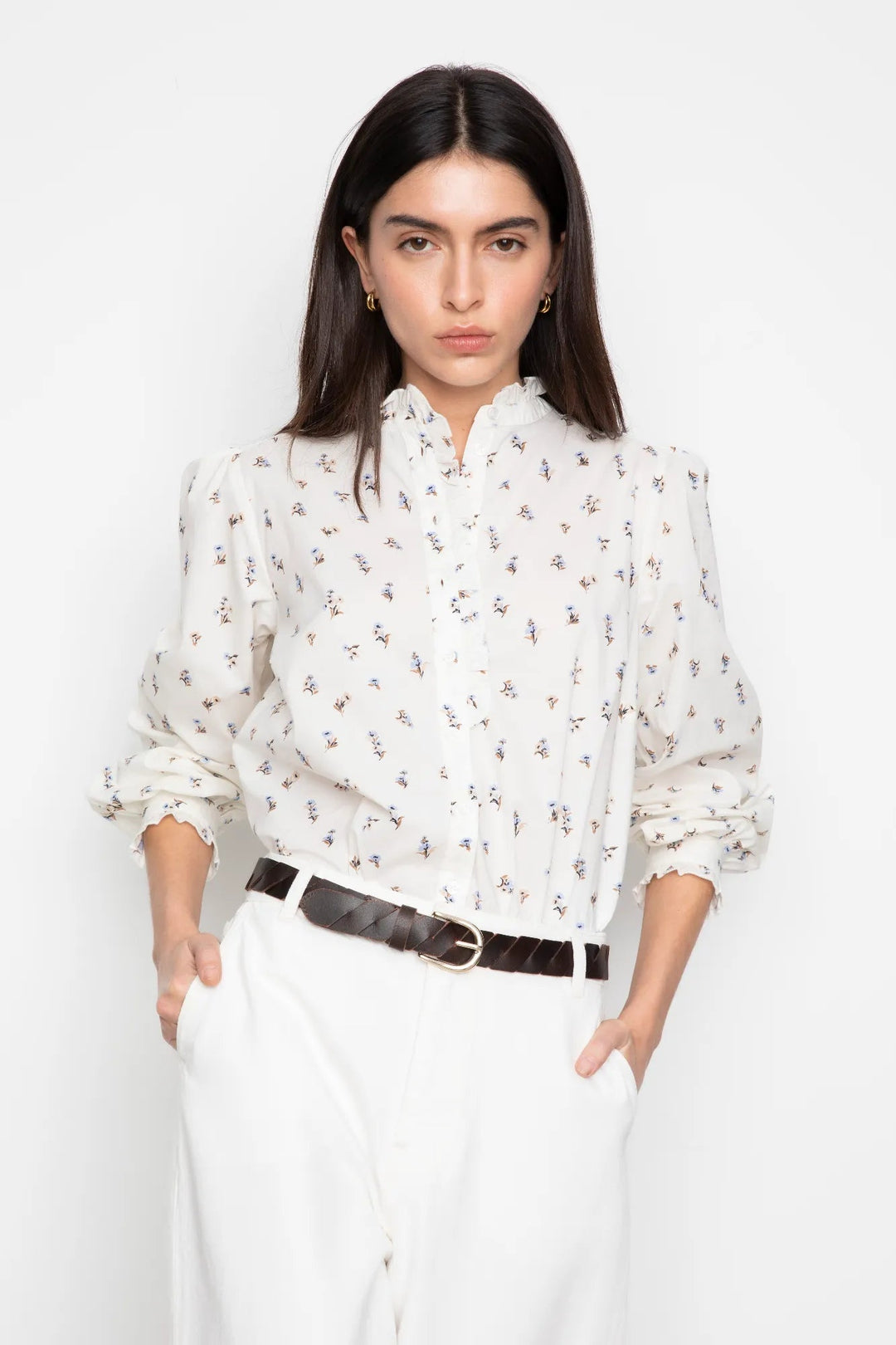 Emily Blouse White Anemone Print | Skjorter og bluser | Smuk