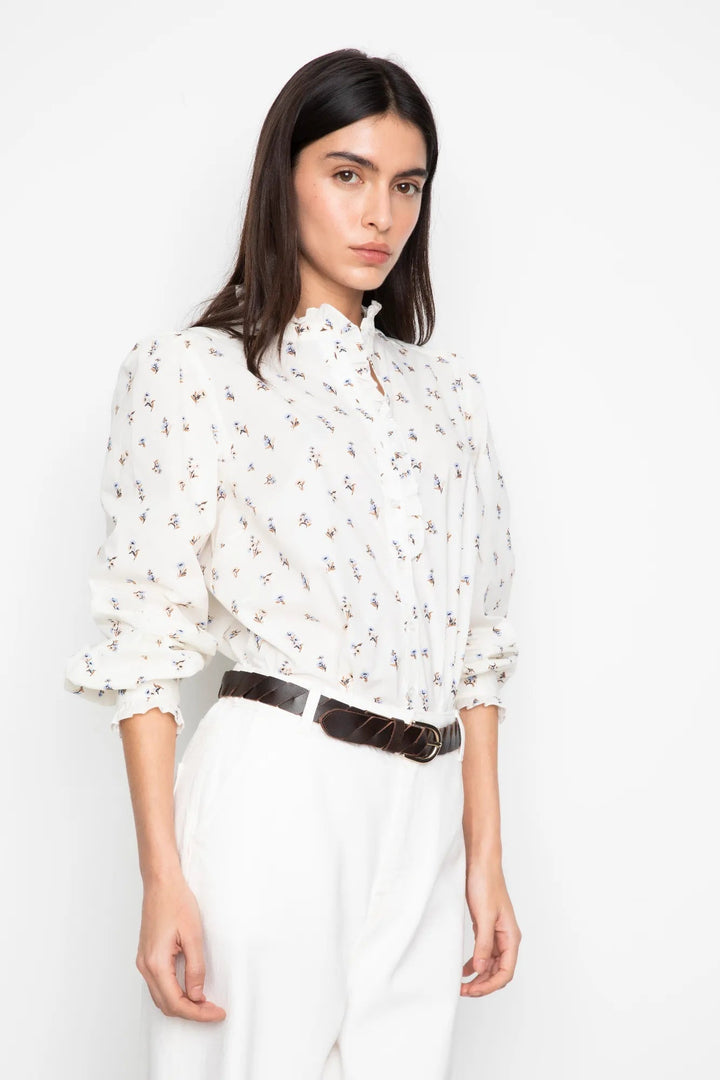 Emily Blouse White Anemone Print | Skjorter og bluser | Smuk