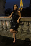 Emily Mini Dress Black Sequin