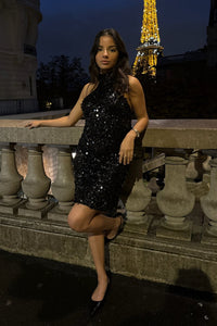 Emily Mini Dress Black Sequin