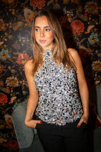 Emily Top Silver Sequin