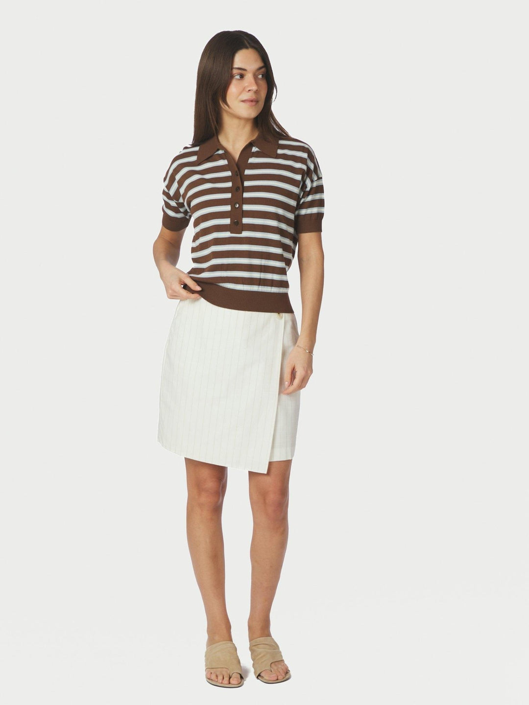 Emira Knit Polo Top Dark Brown | Genser | Smuk