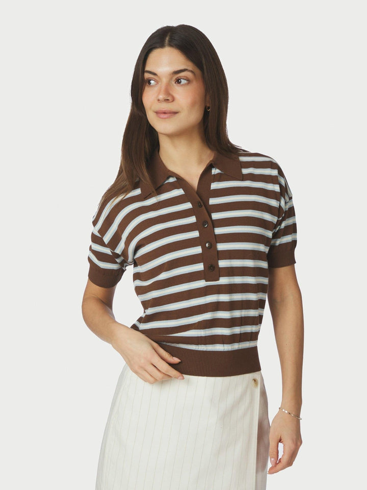 Emira Knit Polo Top Dark Brown | Genser | Smuk