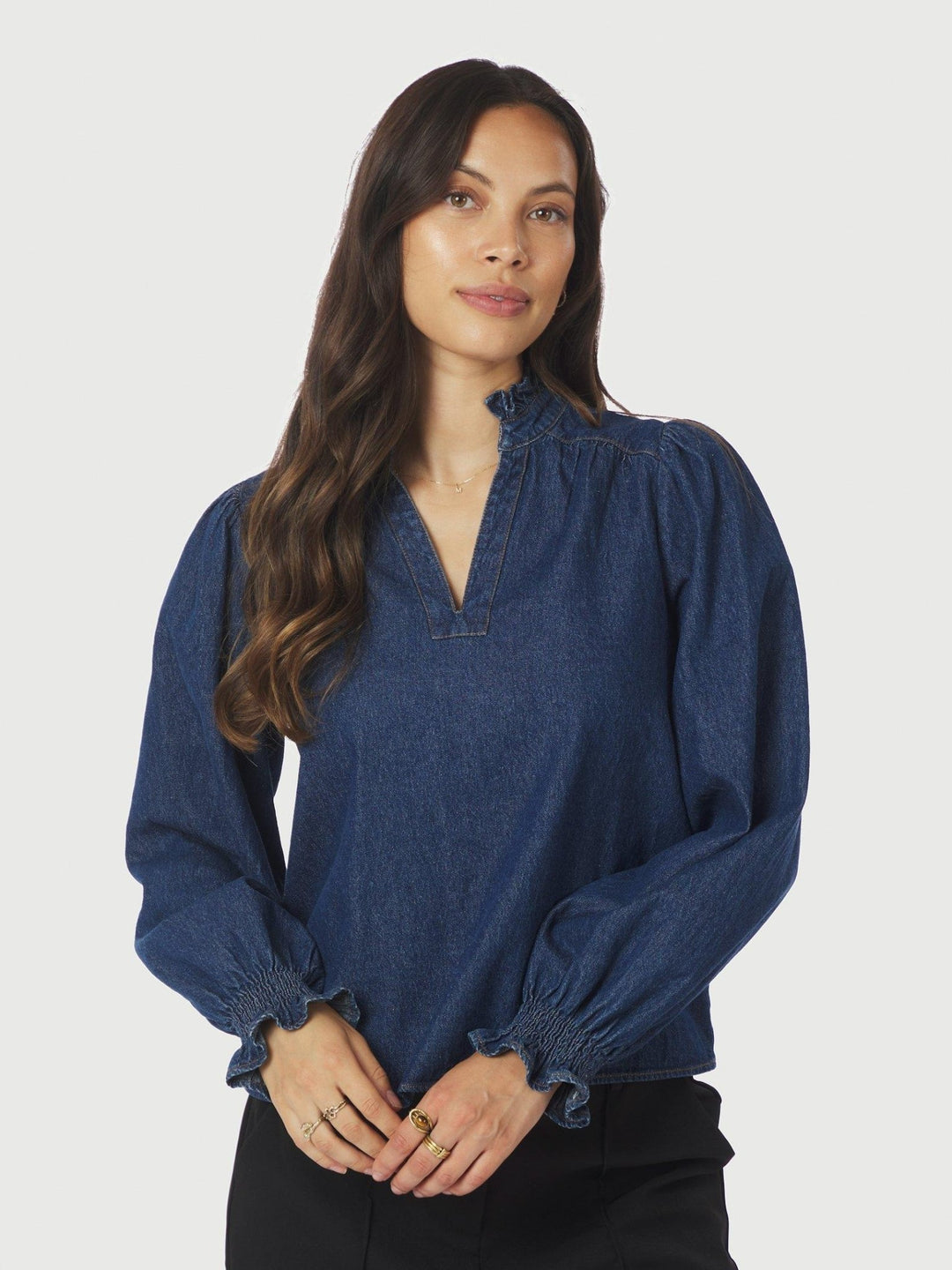 Emmeline Denim Blouse Dark Blue | Skjorter og bluser | Smuk
