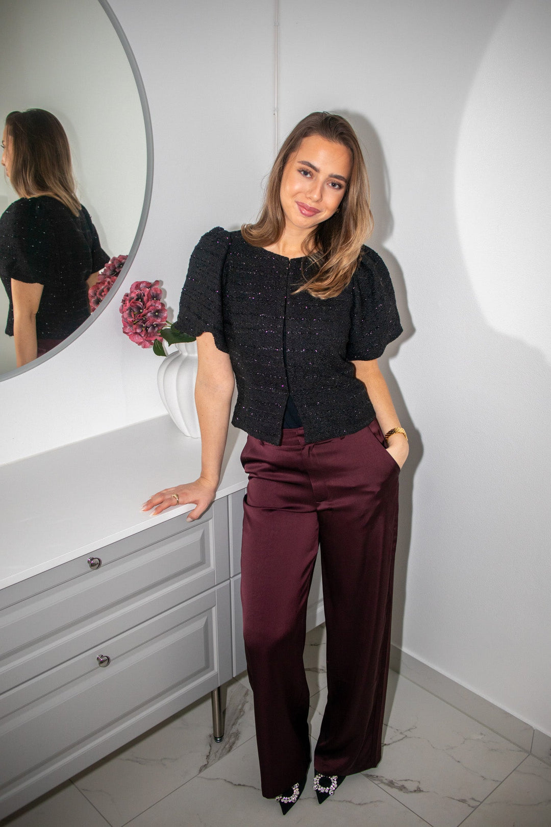 Emmett Heavy Sateen Pants Burgundy | Bukser | Smuk
