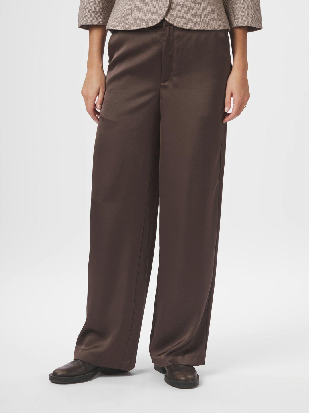 Emmett Heavy Sateen Pants Dark Brown | Bukser | Smuk - Dameklær på nett