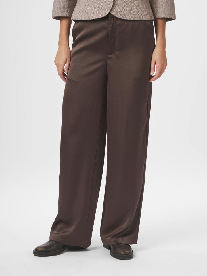 Emmett Heavy Sateen Pants Dark Brown | Bukser | Smuk - Dameklær på nett