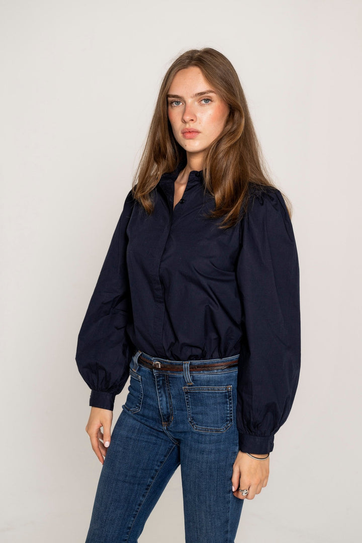 Erika Shirt Marine Poplin | Skjorter og bluser | Smuk