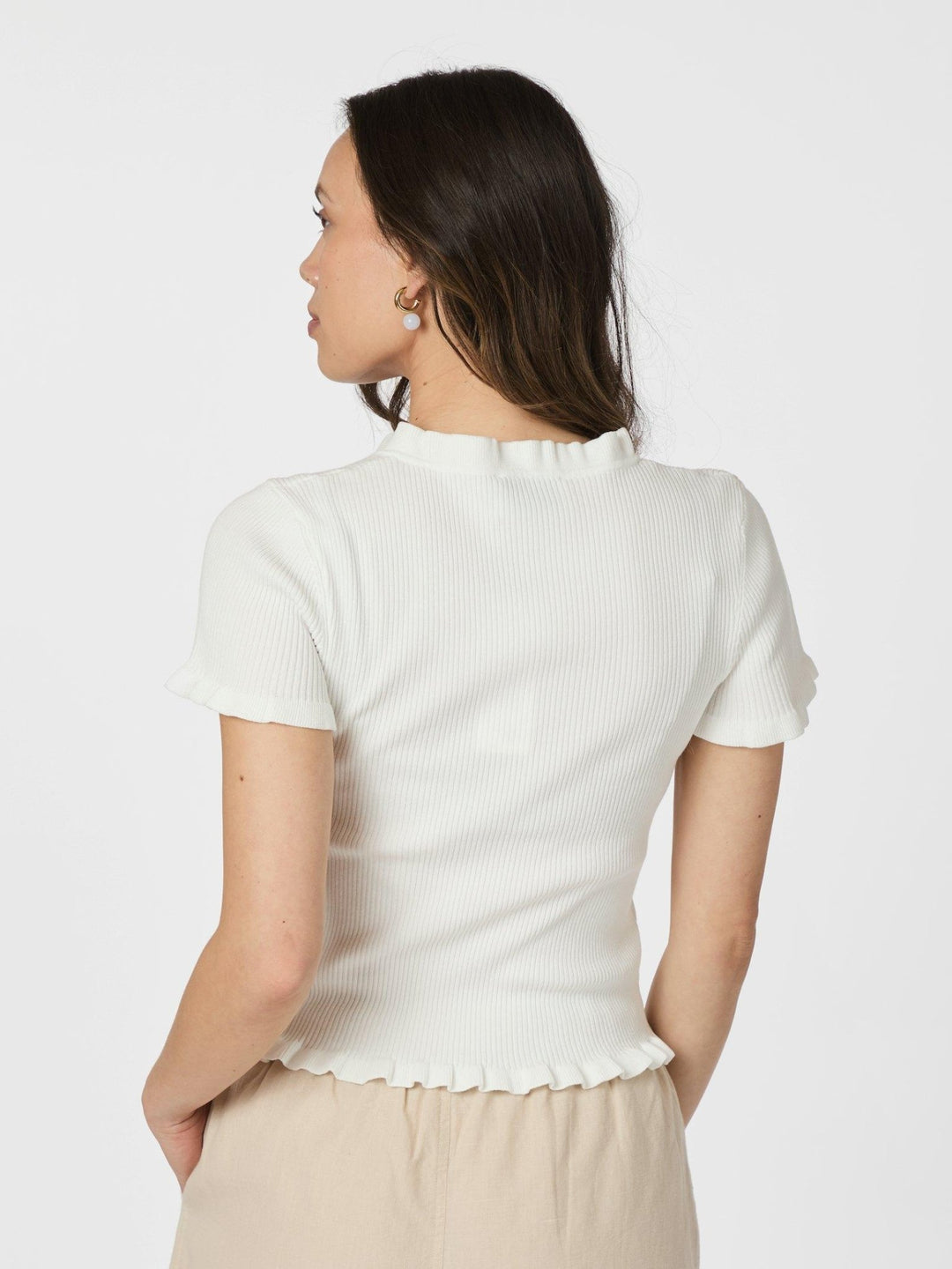 Esla Frill Knit Tee Off White | Genser | Smuk - Dameklær på nett