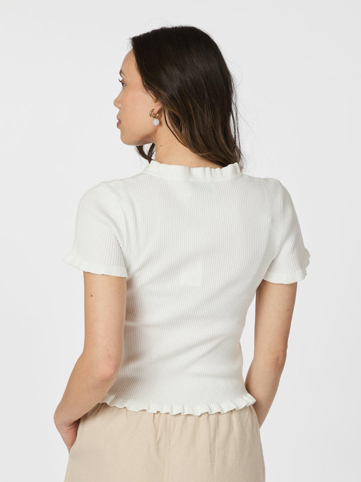 Esla Frill Knit Tee Off White | Genser | Smuk - Dameklær på nett