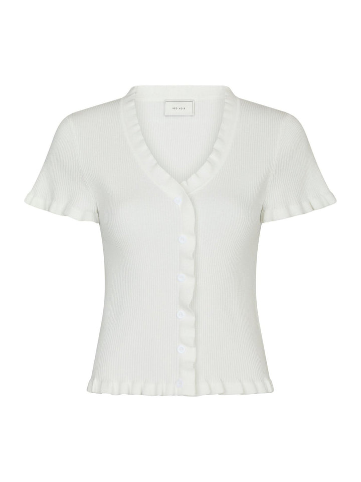 Esla Frill Knit Tee Off White | Genser | Smuk - Dameklær på nett