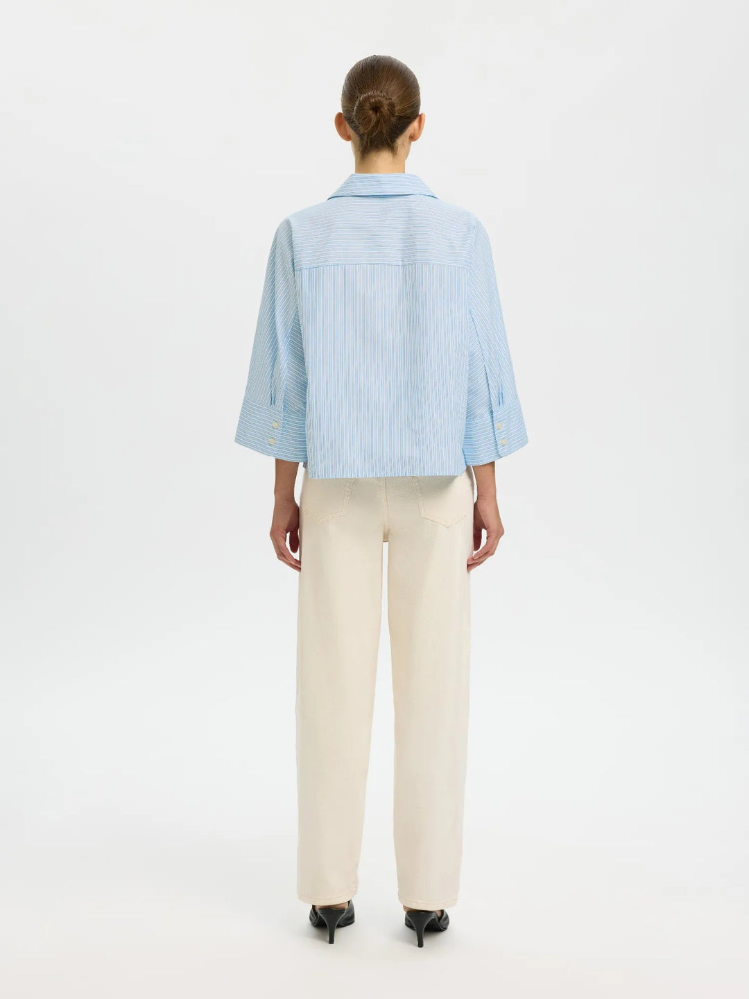 Ester Oversize 3/4 Shirt Malibu Blue Stripe | Skjorter og bluser | Smuk