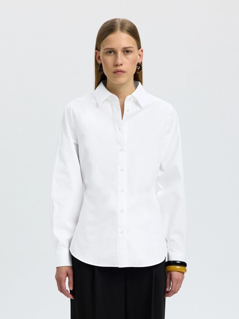 Ester Slim Ls Barrel Sleeve Shirt Bright White | Skjorter og bluser | Smuk