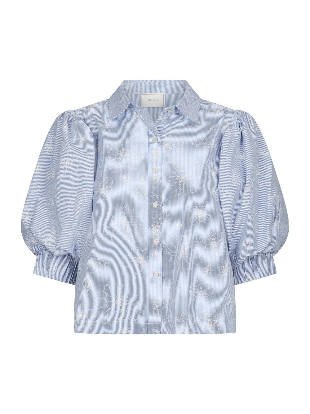 Etta Flower Stripe Shirt Light Blue | Skjorter og bluser | Smuk