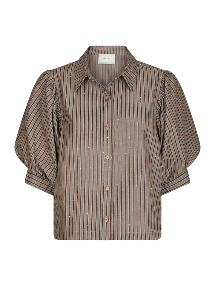 Etta Soft Stripe Stone Shirt Brown | Skjorter og bluser | Smuk - Dameklær på nett