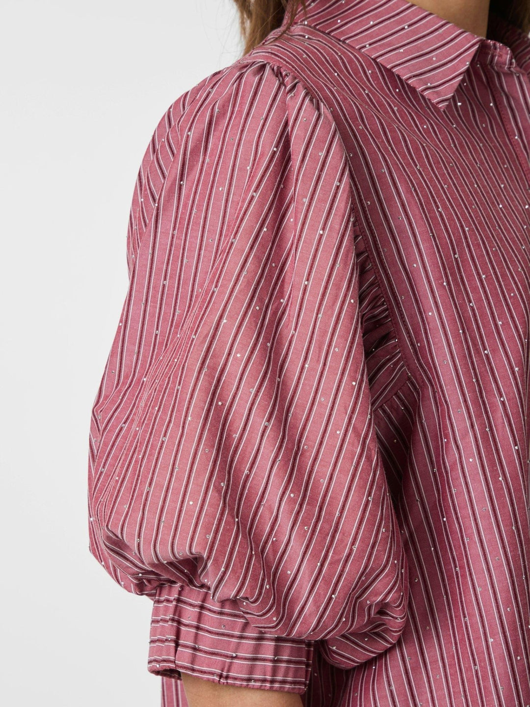 Etta Soft Stripe Stone Shirt Dark Rose | Skjorter og bluser | Smuk - Dameklær på nett