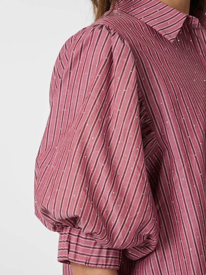 Etta Soft Stripe Stone Shirt Dark Rose | Skjorter og bluser | Smuk - Dameklær på nett