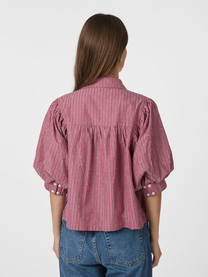 Etta Soft Stripe Stone Shirt Dark Rose | Skjorter og bluser | Smuk - Dameklær på nett