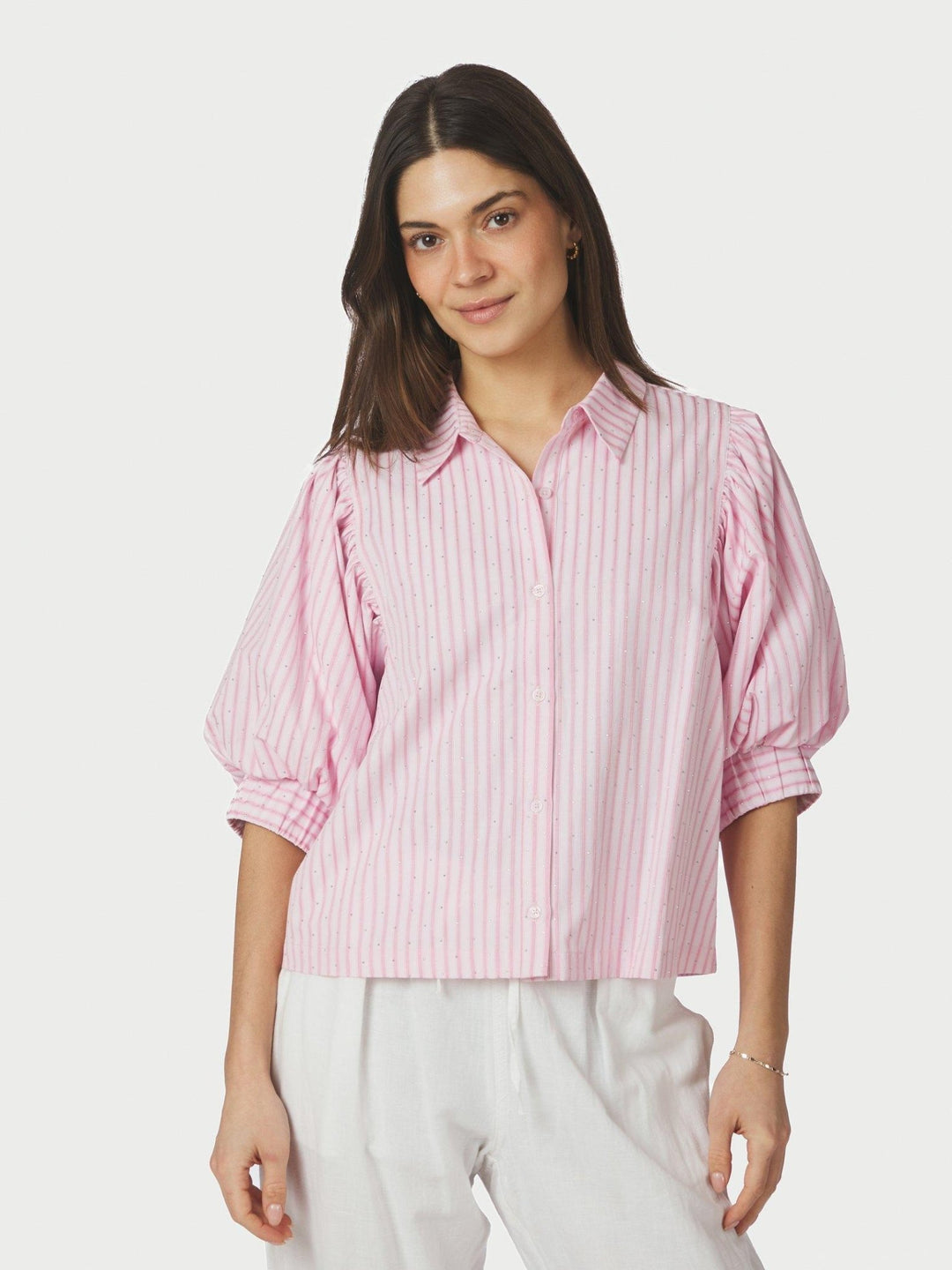 Etta Soft Stripe Stone Shirt Light Pink | Skjorter og bluser | Smuk