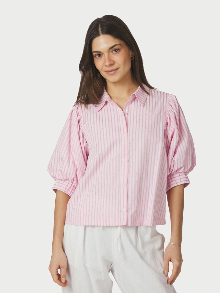 Etta Soft Stripe Stone Shirt Light Pink | Skjorter og bluser | Smuk