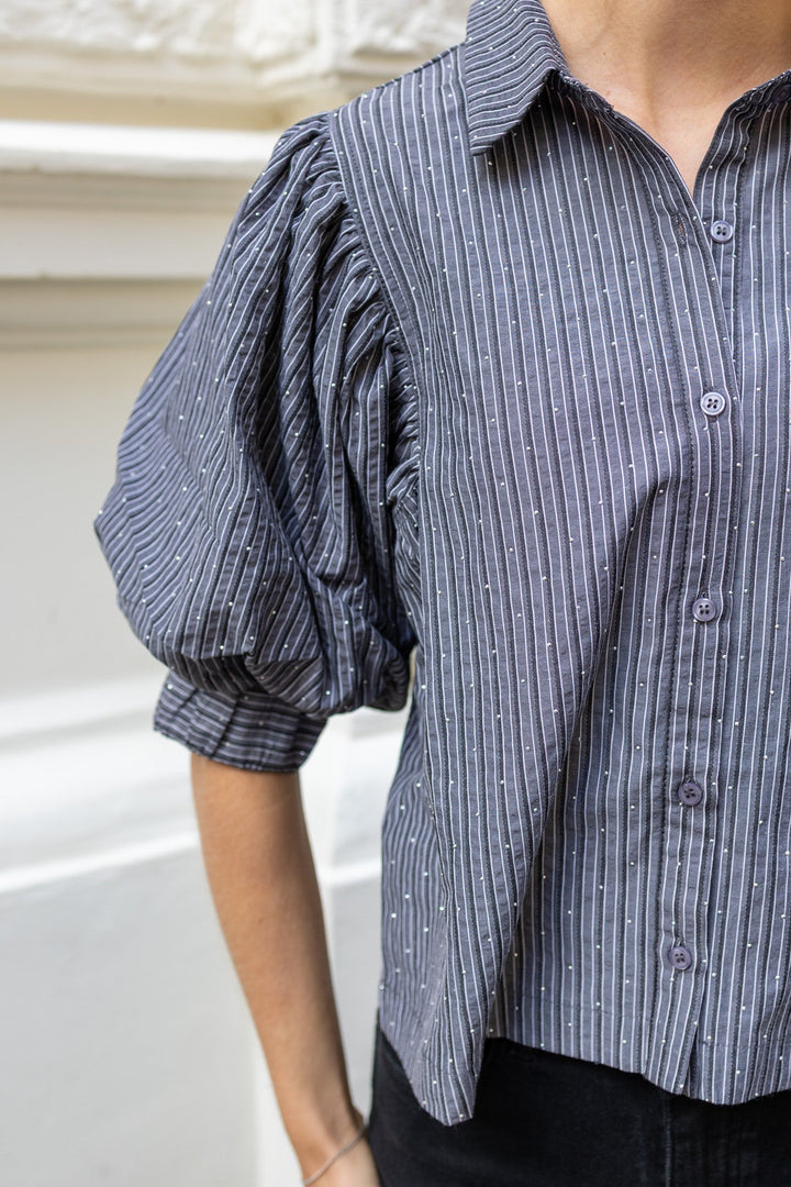 Etta Stripe B Shirt Dark Grey | Skjorter og bluser | Smuk