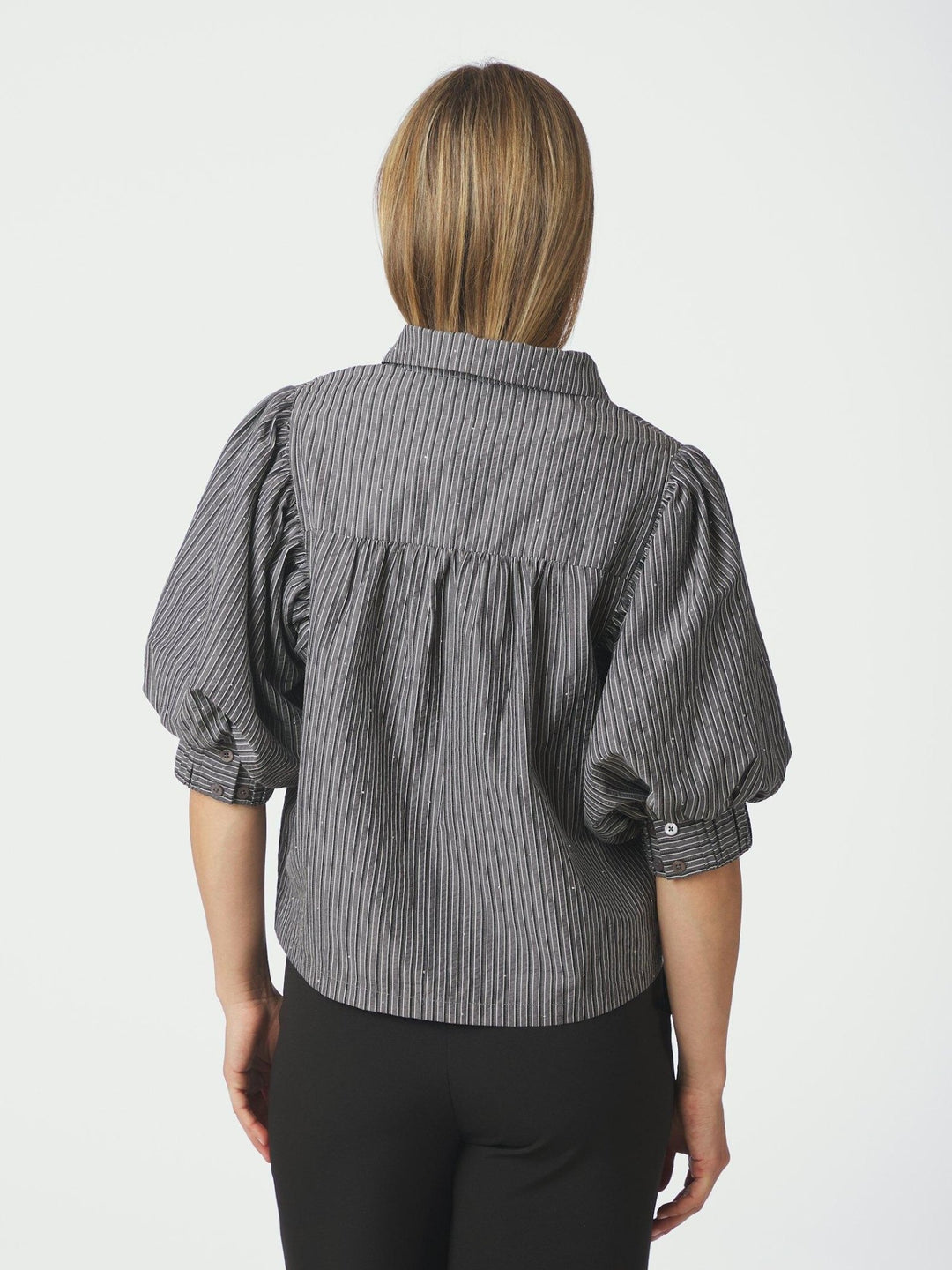 Etta Stripe B Shirt Dark Grey | Skjorter og bluser | Smuk