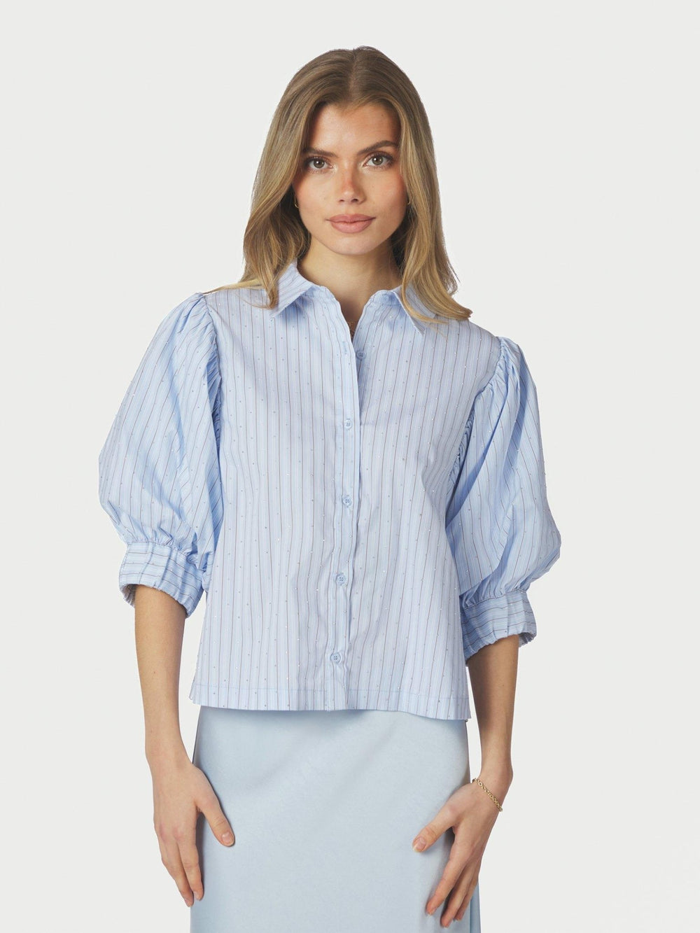 Etta Stripe Stone Shirt Light Blue | Skjorter og bluser | Smuk