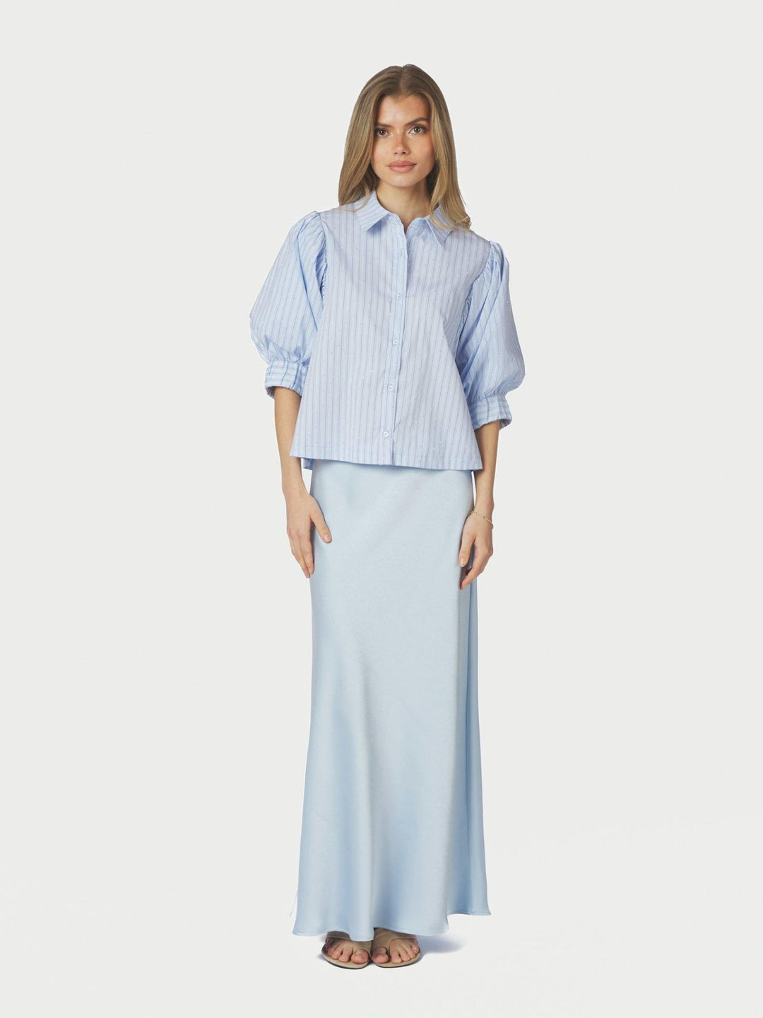 Etta Stripe Stone Shirt Light Blue | Skjorter og bluser | Smuk