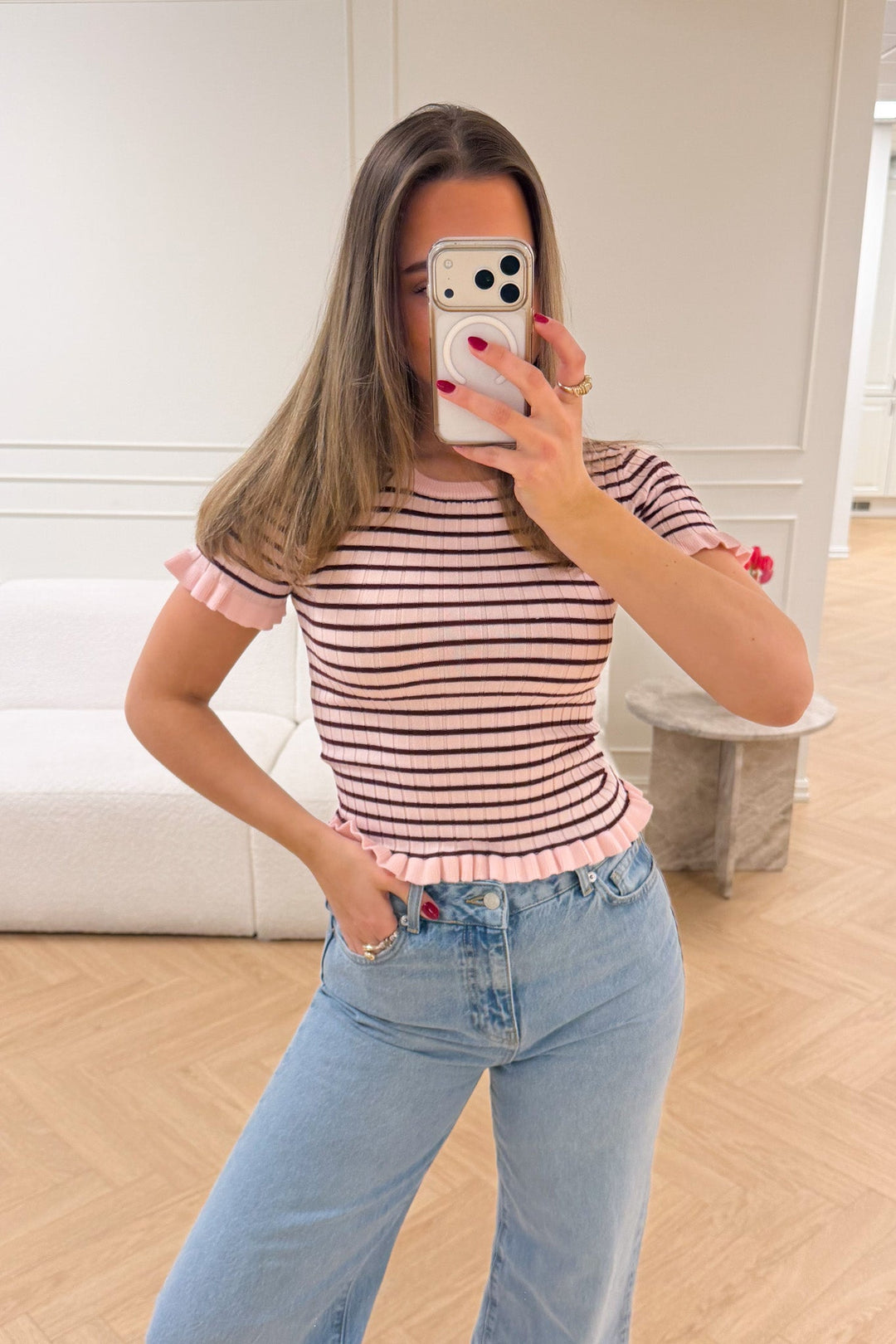 Fabi Knit Top Bordeaux/Rose | Topper | Smuk
