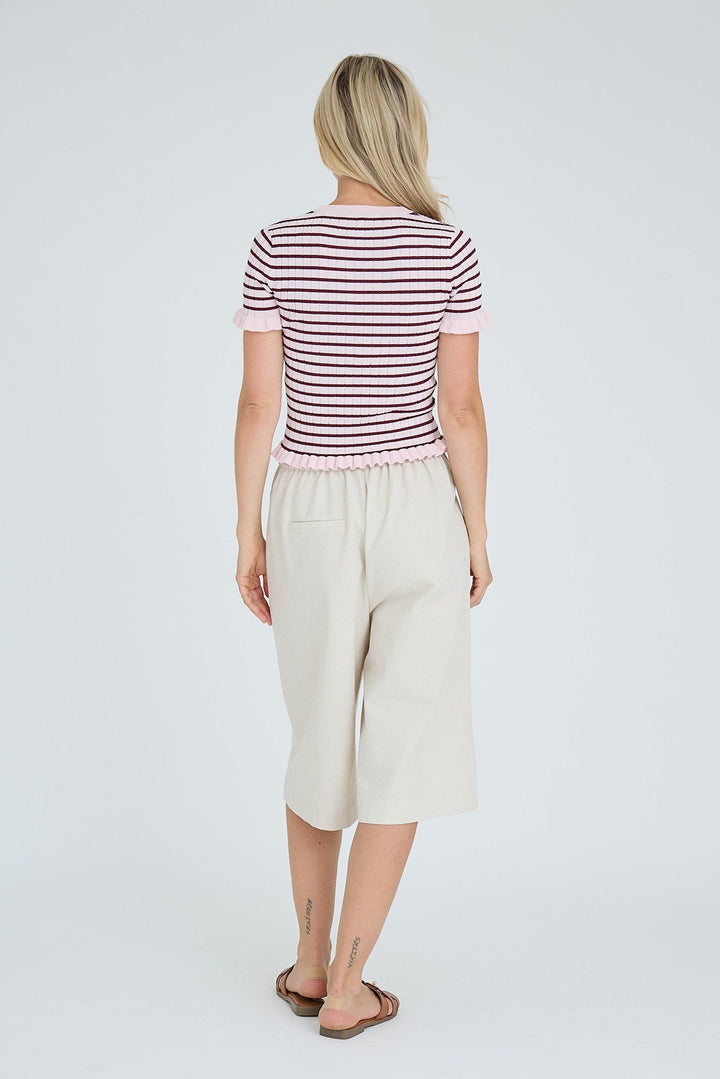 Fabi Knit Top Bordeaux/Rose | Topper | Smuk