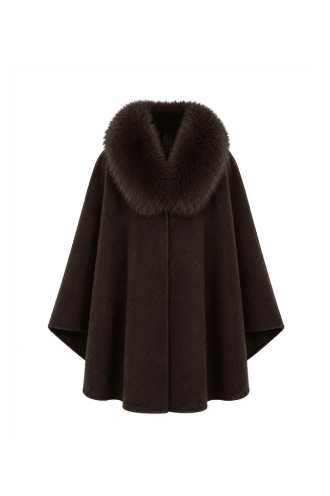 Faux Fur Collar Cape Brown | Yttertøy | Smuk