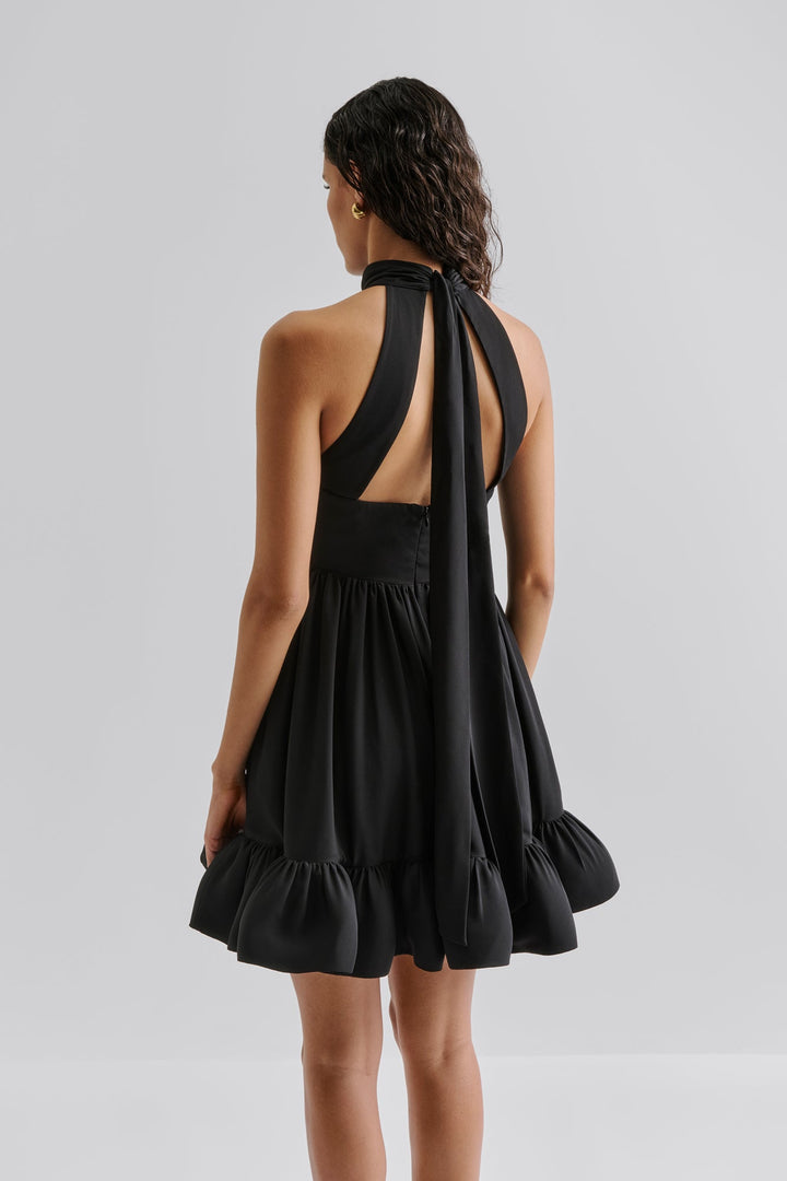 Fern Halterneck Ruffled Mini Dress Black | Kjoler | Smuk