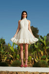 Fern Halterneck Ruffled Mini Dress White