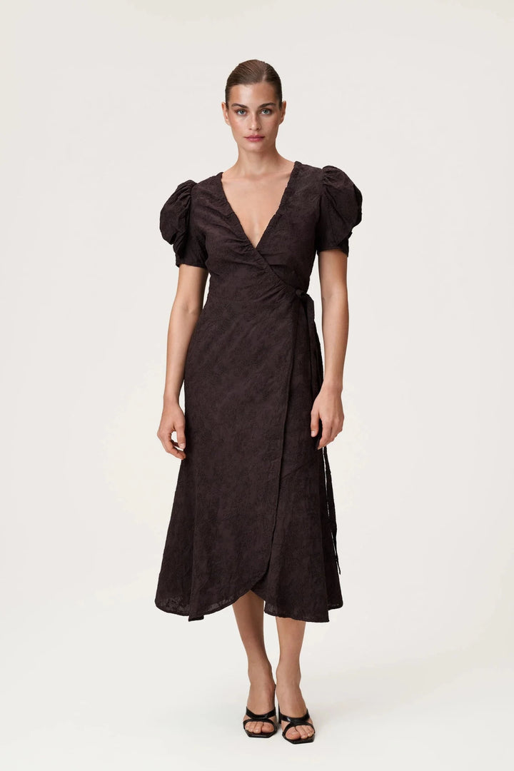 Ferrone Midi Dress Espresso Embroidery | Kjoler | Smuk