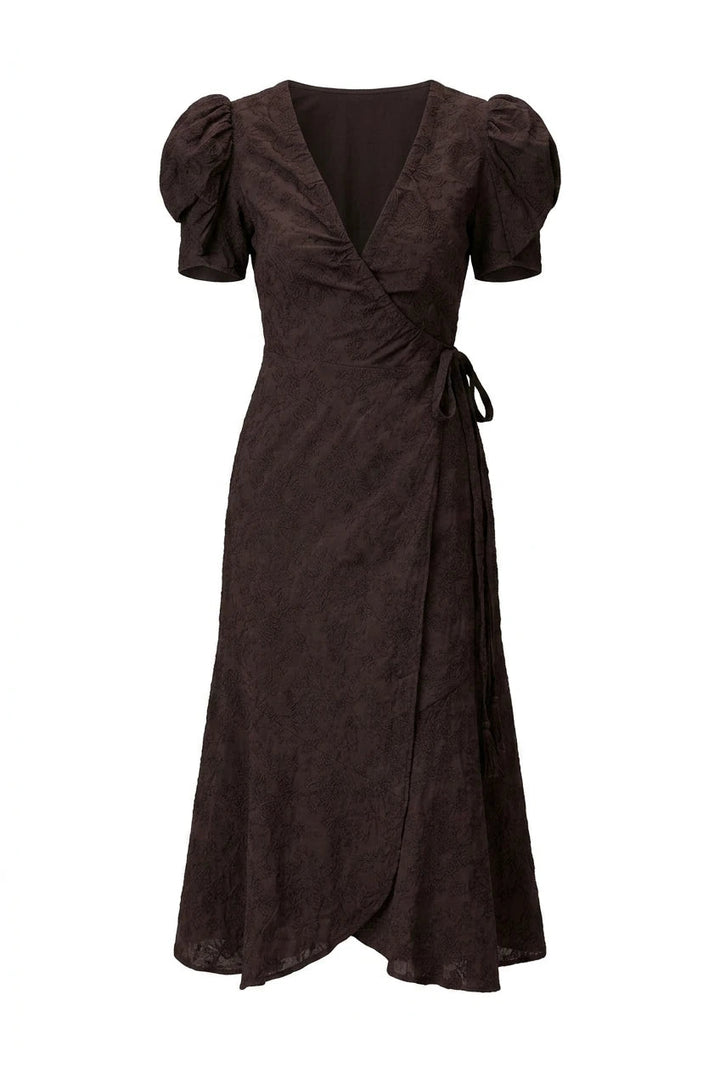 Ferrone Midi Dress Espresso Embroidery | Kjoler | Smuk