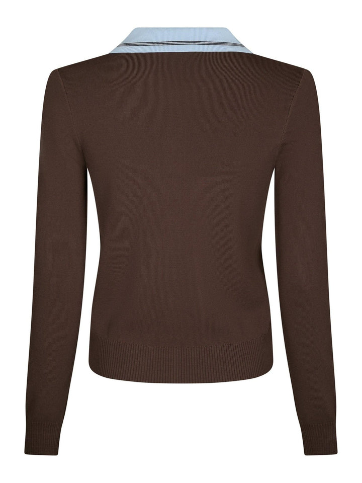 Filiana Contrast Polo Blouse Brown | Genser | Smuk