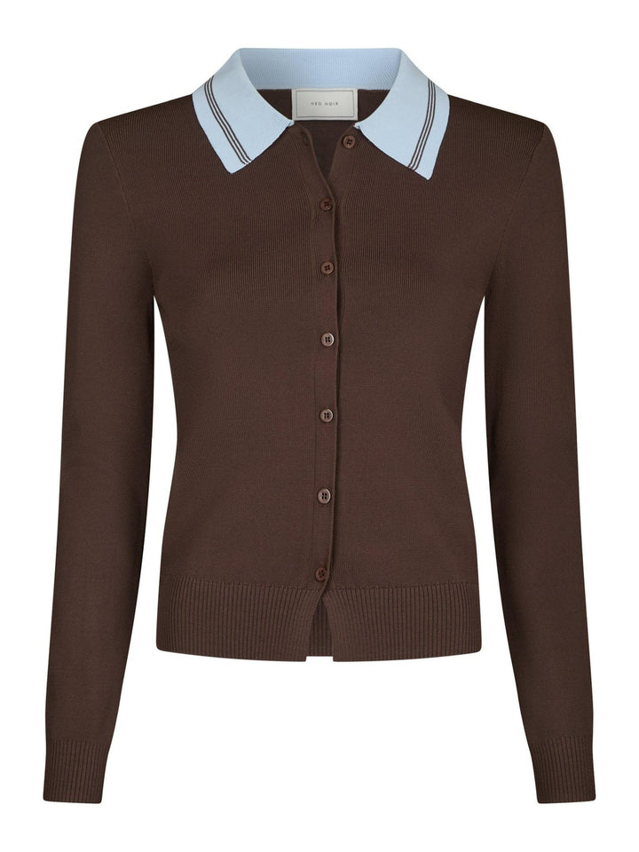 Filiana Contrast Polo Blouse Brown | Genser | Smuk