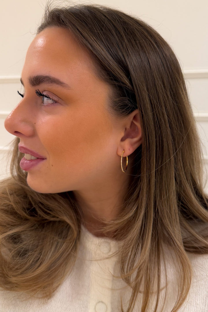 Fine Pave Mid - Size Hoop Earrings Pale Gold | Accessories | Smuk