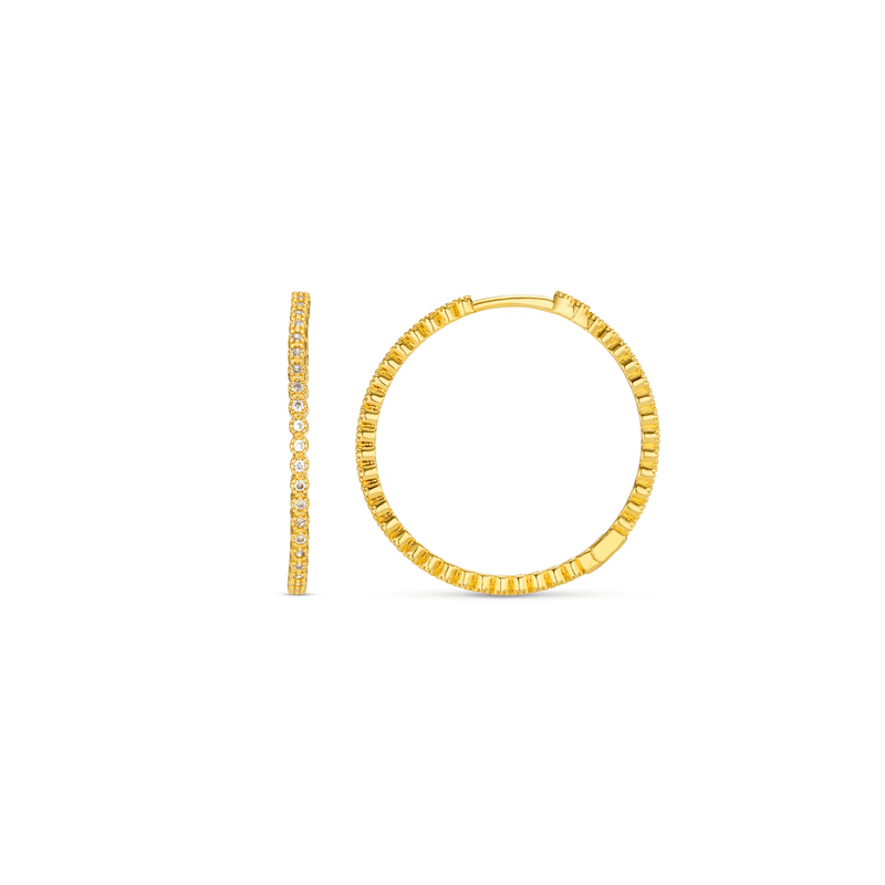 Fine Pave Mid - Size Hoop Earrings Pale Gold | Accessories | Smuk