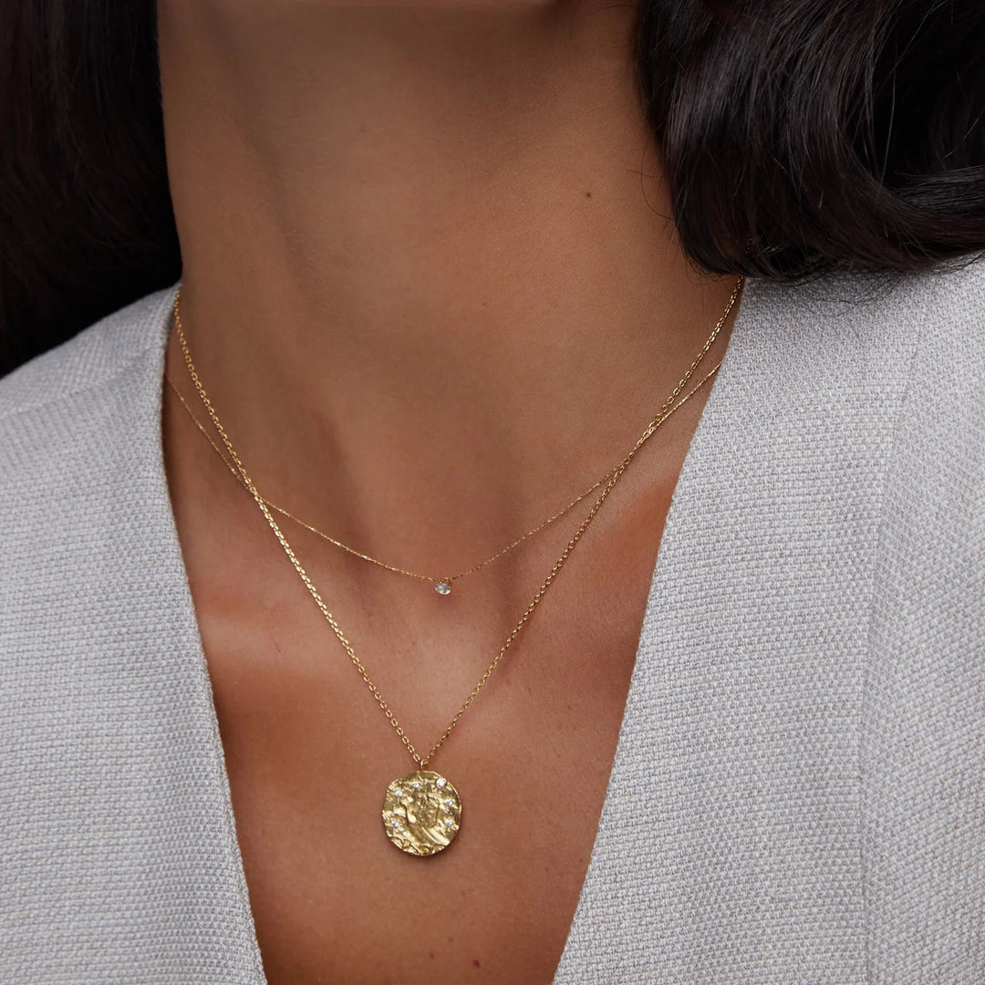 Fine Stationed Crystal Collar Necklace Pale Gold | Accessories | Smuk - Dameklær på nett