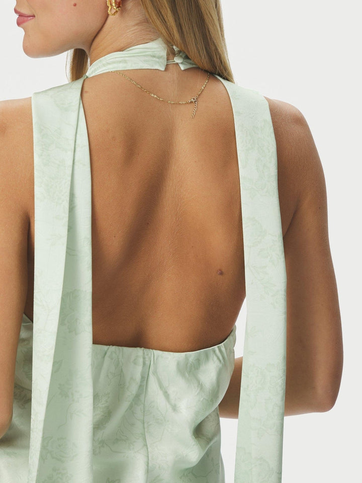 Fiona Pattern Satin Dress Light Green | Kjoler | Smuk