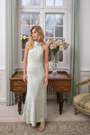 Fiona Pattern Satin Dress Light Green