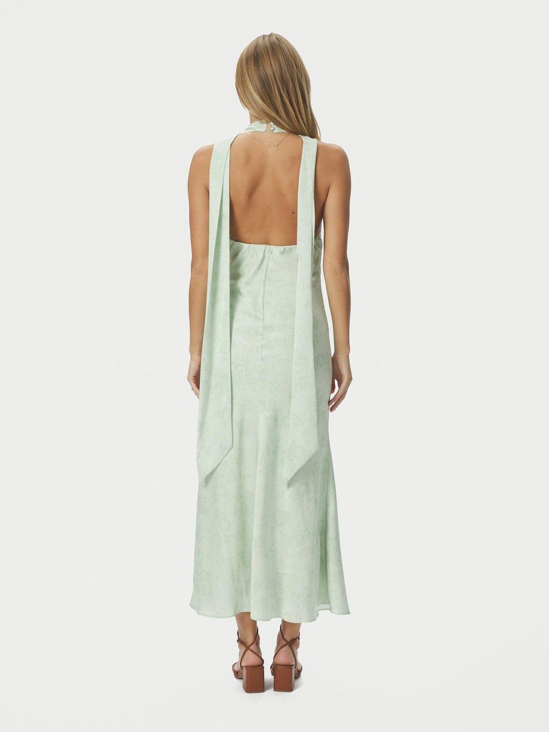 Fiona Pattern Satin Dress Light Green | Kjoler | Smuk