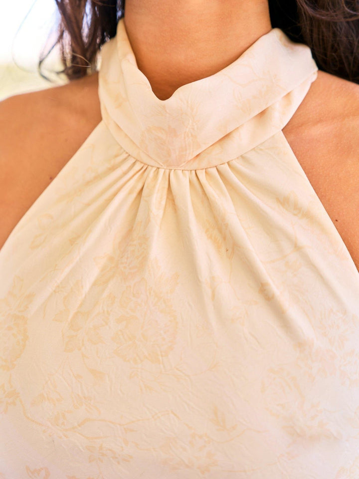 Fiona Pattern Satin Dress Light Yellow | Kjoler | Smuk