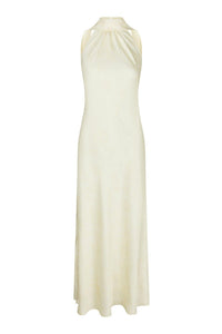Fiona Pattern Satin Dress Light Yellow
