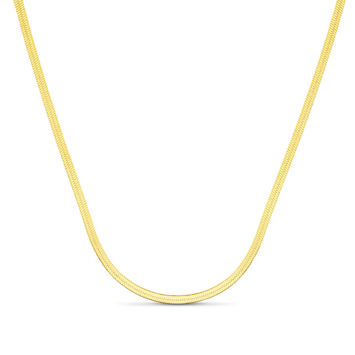 Flat Snake Chain Necklace 15" Pale Gold | Accessories | Smuk - Dameklær på nett