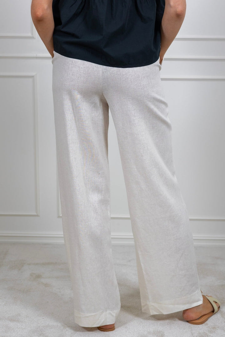 Flaxy Hw Linen Pant Star White | Bukser | Smuk - Dameklær på nett